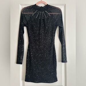 Elegant Black Pearl-Embellished Dress